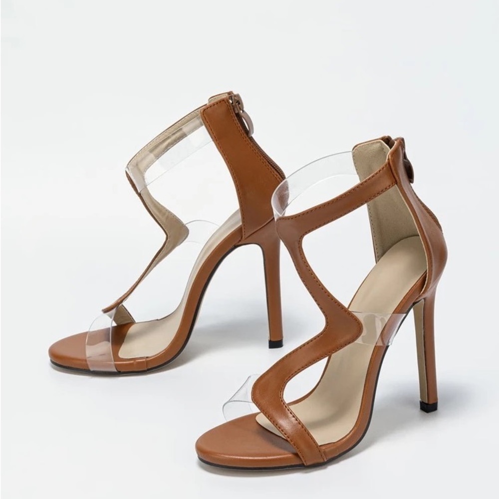 SHEIN Women’s Zip Back Ankle Strap Sandals, Stiletto Heeled Fashion Sandals.